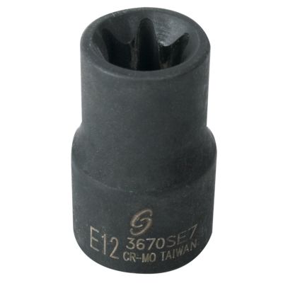 SUN3670SE7 image(0) - Sunex 3/8" Dr. External Star Impact Socket E12