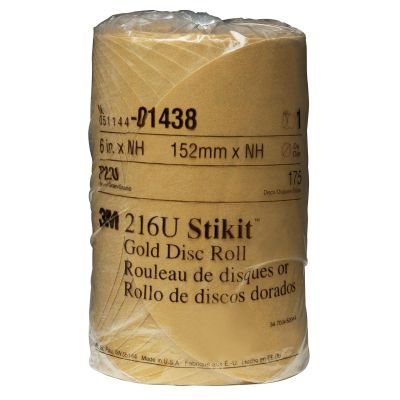 MMM1438 image(0) - 3M GOLD DISC ROLLS STIKIT P220G 6IN 175/ROLL