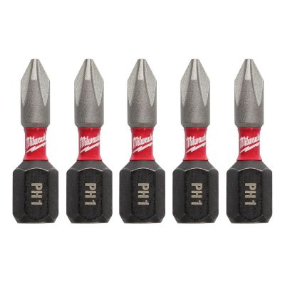 MLW48-32-4661 image(0) - Milwaukee Tool SHOCKWAVE Impact Phillips #1 Insert Bits (5 Pk)