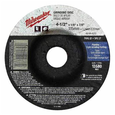 MLW49-94-5020 image(0) - Milwaukee Tool 5" x 1/4" x 7/8" Grinding Wheel (Type 27)