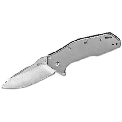 KER1881 image(0) - Kershaw Eris Assisted Open Frame Lock Drop Point Blade EDC Folding Pocket Knife with Stonewashed Finish - Gray