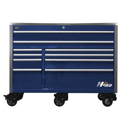 HOMHX04060112 image(0) - Homak Manufacturing 60 in. HXL 10-Drawer Roller Cabinet - Blue