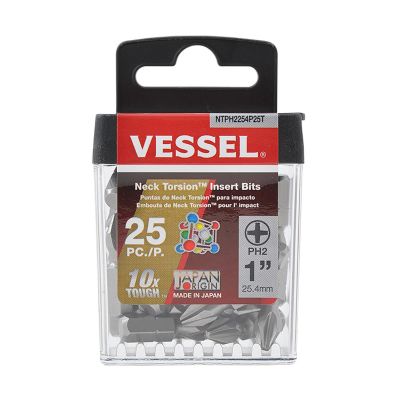 VESNTPH2254P25T image(0) - Vessel Tools Neck Torsion Insert Bits PH2X25.4 25PC (TicTac)