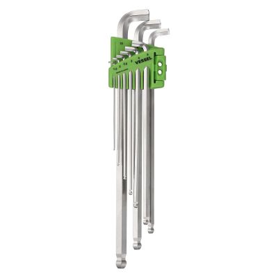 VES8209BPLU image(0) - Vessel Tools Ball Point Hex L-Key Wrench Stubby (Long Type) 9PC. Set No.8209BP-LU