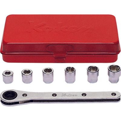 KKN1203 image(0) - Ko-ken USA 1203 Socket Set  5-10mm 6 point   7 pieces