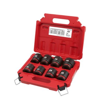 MLW49-66-7019 image(0) - Milwaukee Tool 8PCSHOCKWAVE Impact Duty 3/4" Drive Metric Standard 6 Point Socket Set