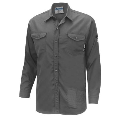 OBRZFI504-3XL image(0) - OBERON Button Up Shirt - FR/Arc-Rated 7.5 oz 88/12 - Grey - Size: 3XL