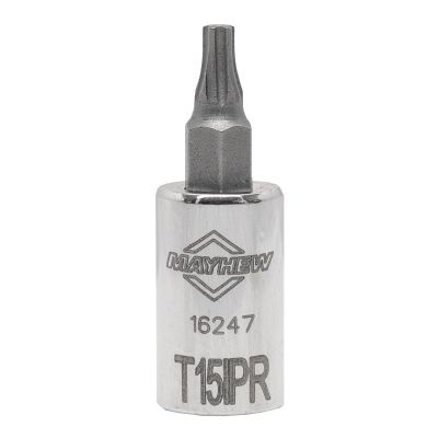 MAY16247 image(0) - Mayhew Mayhew T15IPR Tamper Torx Plus® Short Insert Socket Bit, 1/4-Inch Drive