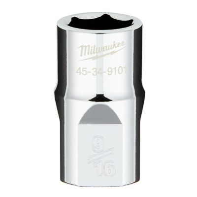 MLW45-34-9101 image(0) - Milwaukee Tool 1/2" Drive 9/16" SAE  6-Point Socket with FOUR FLAT Sides, Vanadium Steel, Chrome