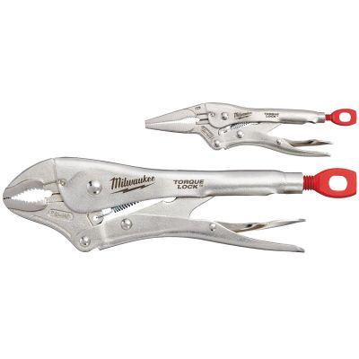 MLW48-22-3602 image(0) - Milwaukee Tool 2 Pc. 10" CURVED JAW & 6" LONG NOSE TORQUE LOCK LOCKING PLIERS SET