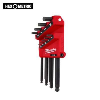 MLW48-22-2186 image(0) - Milwaukee Tool 9-Key Ball End L-Style Hex Key Set - Metric