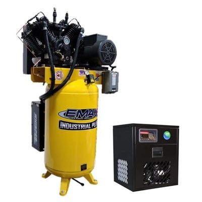 EMXESP07V080V1PK image(0) - Eaton Compressor & Fabrication-1 Inc. EMAX 7.5HP 1 PH Industrial Plus 80 Gal. Vertical Silent Air Compressor with 30 CFM Dryer Bundle