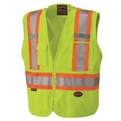 SRWV1021260U-XS image(0) - Pioneer Pioneer - Zip-Up Snap Break Away Safety Vest - Hi-Vis Yellow/Green - Size XS