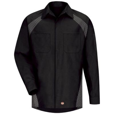 VFISY16BD-RG-L image(0) - Workwear Outfitters Men's Long Sleeve Diamond Plate Shirt Black