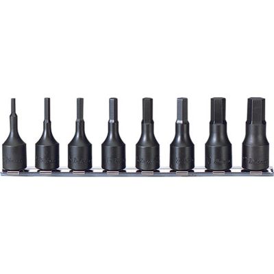 KKNRS3012A-8-L52 image(0) - Ko-ken USA RS3012A/8-L52 8 Piece 3/8 Sq. Dr. Impact SAE Hex Bit Socket Set  1/8-1/2