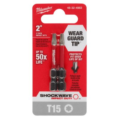 MLW48-32-4983 image(0) - Milwaukee Tool SHOCKWAVE Impact Duty 2" T15 Bit 2PK