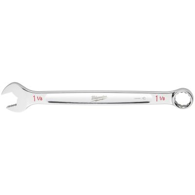 MLW45-96-9436 image(0) - Milwaukee Tool 1-1/8" SAE Combination Wrench, 12-Point, Steel, Chrome, Ergonomic, I-Beam Handle