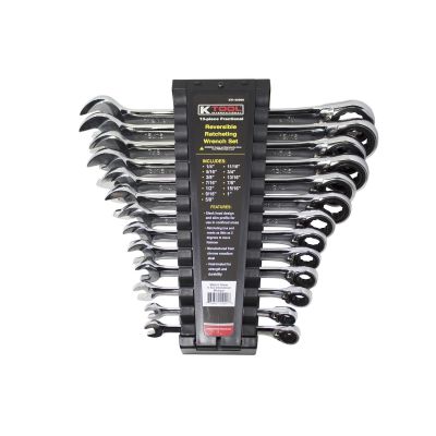 KTI45900 image(0) - K Tool International 13 Piece SAE Ratcheting Reversible Wrench Set