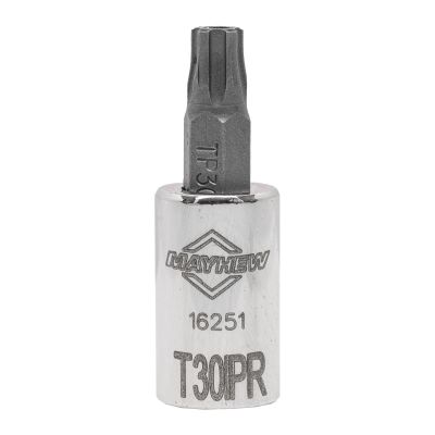 MAY16251 image(0) - Mayhew Mayhew T30IPR Tamper Torx Plus® Short Insert Socket Bit, 1/4-Inch Drive