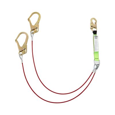 SRWV8108426 image(0) - PeakWorks PeakWorks - Shock Absorbing Lanyards - Tear Pack 1/4" PVC Coated Cable -  Double Leg - Weight Capacity 130 to 310 Lbs - 6'