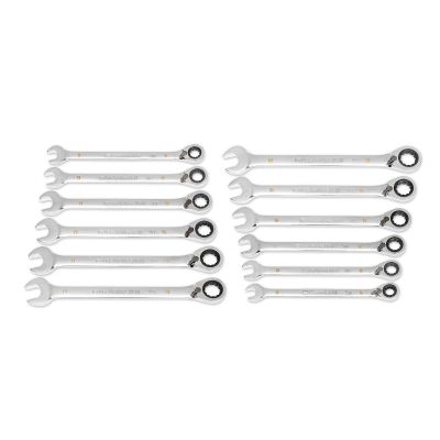 KDT86628 image(0) - Gearwrench 12 Pc. 90-Tooth 12 Point Metric Reversible Ratcheting Wrench Set with Wrench Roll