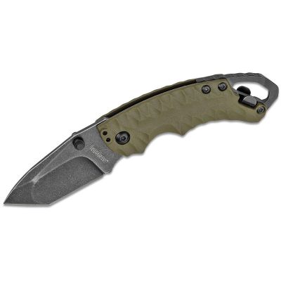 KER8750TOLBW image(0) - Kershaw Shuffle II Multifunction Manual Open Inset Liner Lock American Tanto Blade EDC Folding Pocket Knife with BlackWash Finish - Olive