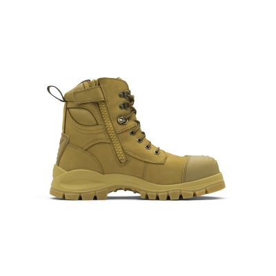 BLU992-040 image(0) - Blundstone Steel Toe Lace Up Side Zip, Water Resistant, Bump Cap, Wheat, AU size 4, US size 5