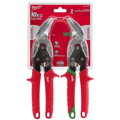 MLW48-22-4523 image(0) - Milwaukee Tool 2-PC OFFSET AVIATION FORGED BLADE SNIP L/R SET