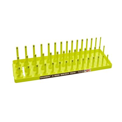 HNE38083 image(0) - Hansen Global 3/8" Metric 3-Row Socket Tray - Hi-Viz Yellow