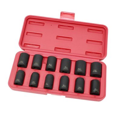 KTI38100 image(0) - K Tool International Impact Socket Set 12 Piece Thin Wall Metric 1/2 in. Dr - Short