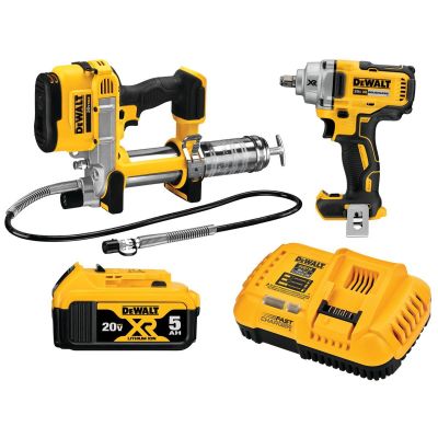 DWTDCK206P1 image(0) - DeWalt 20V MAX 2-KIT (IMPACT WRENCH/GREASE GUN)