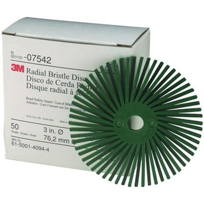 MMM7542 image(0) - 3M 3" RADIAL GREEN BRISTLE DISCS 50 GRADE