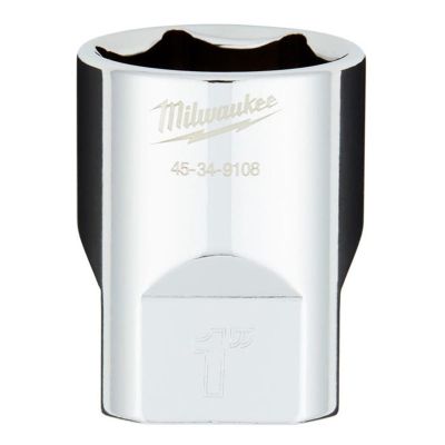 MLW45-34-9108 image(0) - Milwaukee Tool 1/2" Drive 1" SAE  6-Point Socket with FOUR FLAT Sides, Vanadium Steel, Chrome