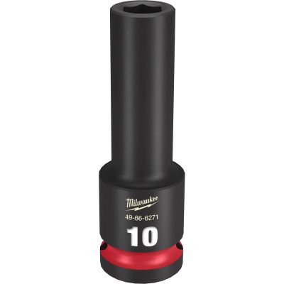 MLW49-66-6271 image(0) - Milwaukee Tool SHOCKWAVE Impact Duty  1/2"Drive 10MM Deep 6 Point Socket