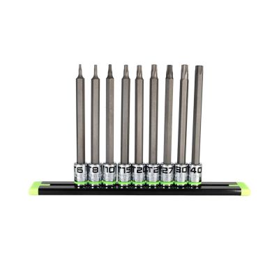 GETSTA9LS image(0) - GripEdge Tools 9 Piece Long 1/4 Inch Drive RPT Star Driver Set