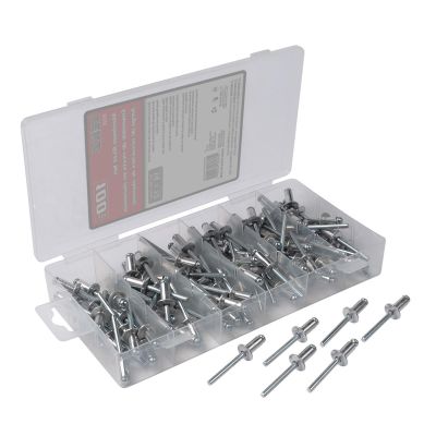 TIT85529 image(0) - Titan 100 Piece 1/4 in x 1/2 in Aluminum/Steel Rivet Set