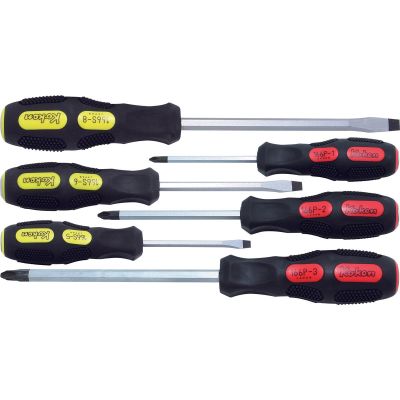 KKN166PS-6 image(0) - Ko-ken USA 166PS/6 Phillips and Flat Head Blade Through Type Screwdriver Set, PH1-2-3/SL5-6-8 - 6 pieces