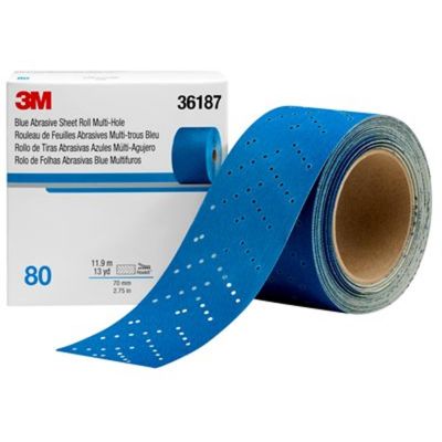 MMM36187 image(0) - 3M 3M Hookit Blue Abrasive Sheet Roll Multihole (4PK)