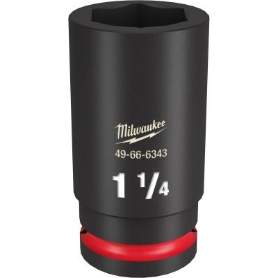 MLW49-66-6343 image(0) - Milwaukee Tool SHOCKWAVE Impact Duty  3/4"Drive 1-1/4" Deep 6 Point Socket