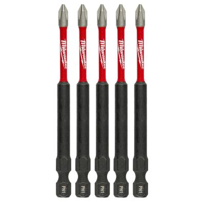 MLW48-32-4565 image(0) - Milwaukee Tool #1 Phillips SHOCKWAVE Impact 3-1/2" Power Bits (5 pk)