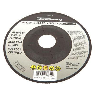 FOR71814 image(0) - Forney Industries Cut-Off Wheel, Aluminum, Type 27, 4-1/2 in x .045 in x 7/8 in