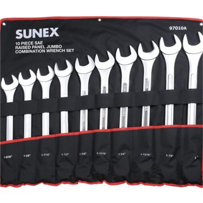 SUN97010A image(0) - Sunex 10-PC SAE Raised Panel Jumbo Combination Wrench Set