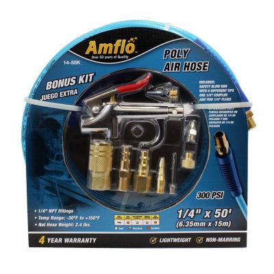 AMF14-50K image(0) - Amflo Poly Air Hose 50' x 1/4" with Bonus 9 Piece Kit