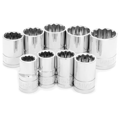 WLMW32500 image(0) - Wilmar Corp. / Performance Tool 9 Pc 1/2'' Dr 12pt SAE Skt Set