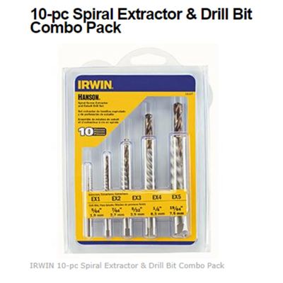 HAN11117 image(0) - Hanson EXTRACTOR SPIRAL SET 10PC SCREW&COBALT DRILL BIT