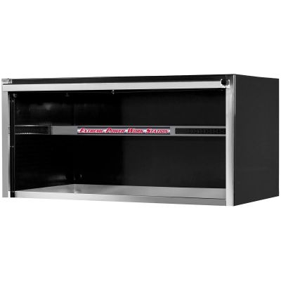 EXTEX5501HCQBKCR image(0) - Extreme Tools® EXQ Series 55in W x 30in D Professional Extreme Power Workstation Hutch  Black w Chrome Handle