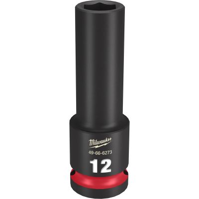 MLW49-66-6273 image(0) - Milwaukee Tool SHOCKWAVE Impact Duty  1/2"Drive 12MM Deep 6 Point Socket