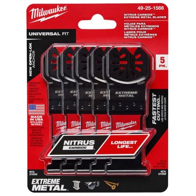 MLW49-25-1566 image(0) - Milwaukee Tool Nitrus Carbide Extreme Metal Universal Fit Open-Lok Multi-Tool Blade 5Pk