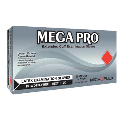 MFXL851 image(0) - Microflex MEGA PRO EXT CUFF LATEX EXAM GLOVES BOX/50 SMALL