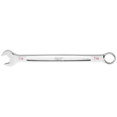 MLW45-96-9442 image(0) - Milwaukee Tool 1-1/2" SAE Combination Wrench, 12-Point, Steel, Chrome, Ergonomic, I-Beam Handle